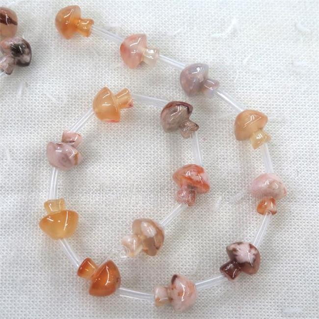 Cherry Agate Mushroom Beads