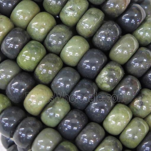 African Green Autumn Jasper barrel beads
