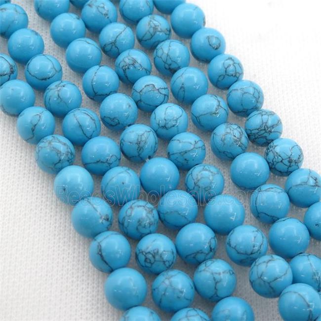synthetic blue Turquoise beads, round