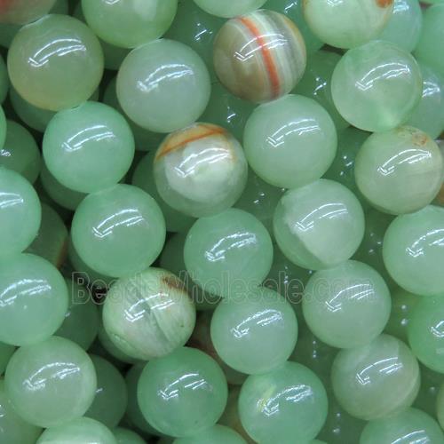 round Burman Jade beads, green treated