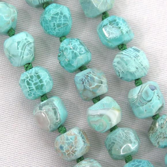 green Dragon veins agate beads, faceted round