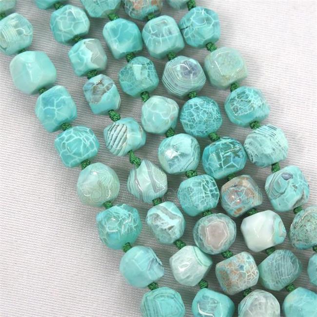 green Dragon veins agate beads, faceted round