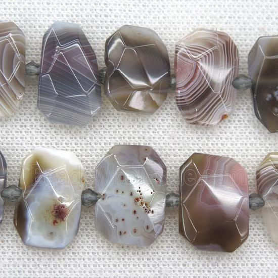 Botswana Agate beads, faceted rectangle