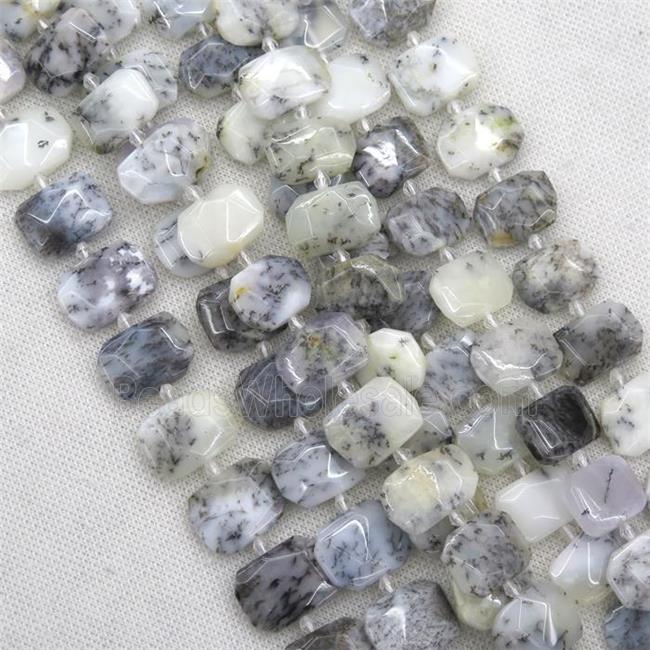 white Moss Opal Jasper beads, faceted rectangle