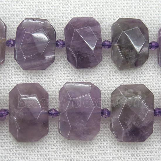 purple Amethyst beads, faceted rectangle