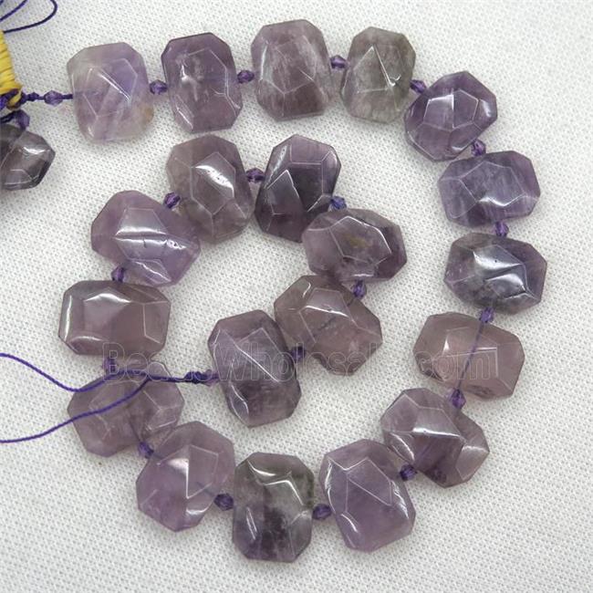 purple Amethyst beads, faceted rectangle