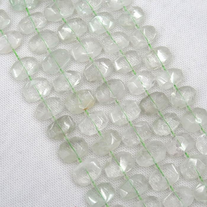 lt.green Quartz beads, faceted rectangle