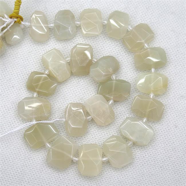 white gray MoonStone beads, faceted rectangle