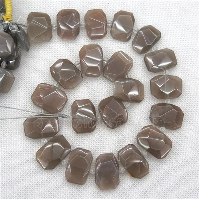 gray MoonStone beads, faceted rectangle