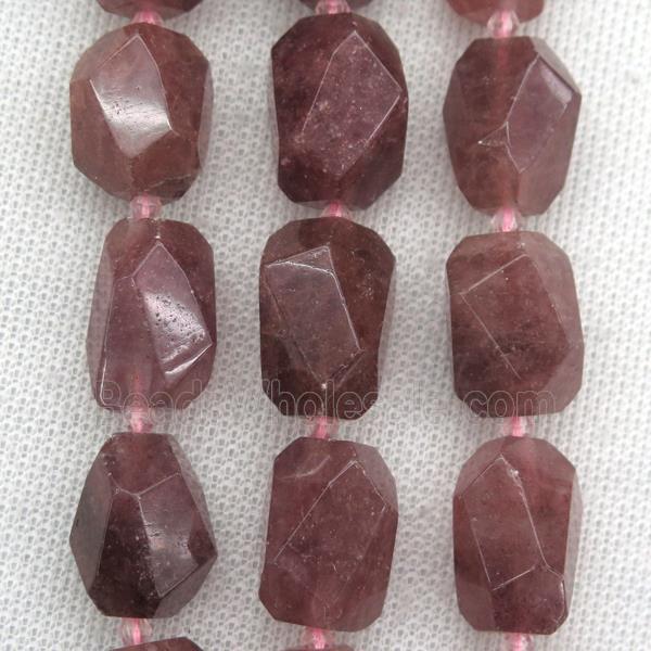 Strawberry Quartz nugget beads, freeform