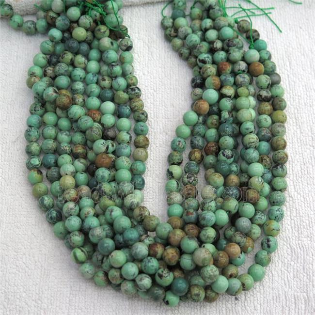 natural Green Mongolian Turquoise Beads Smooth Round