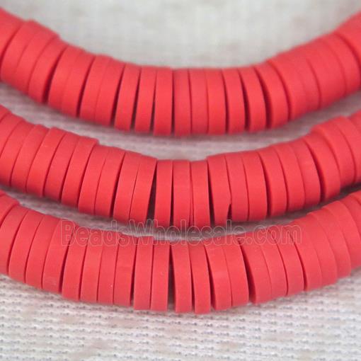red Fimo Polymer Clay heishi beads