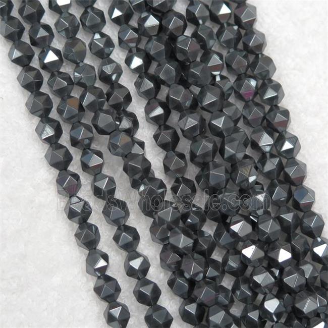 hematite beads ball, faceted round