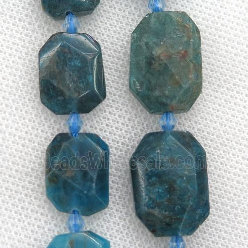 blue Apatite beads, faceted rectangle