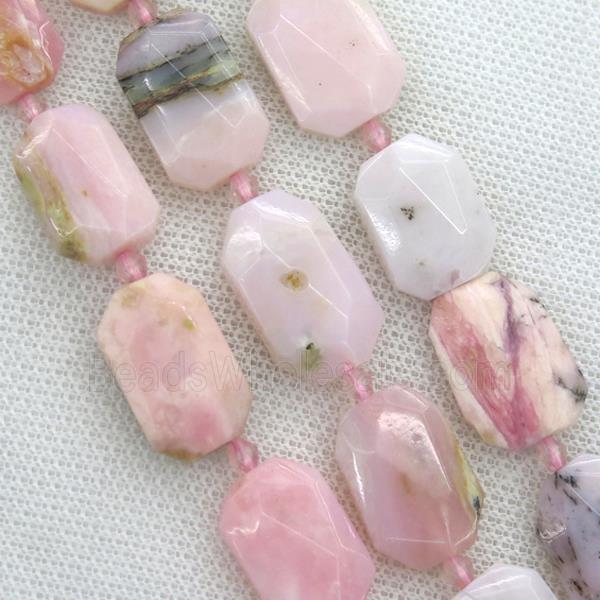 Pink Opal Jasper beads, faceted rectangle