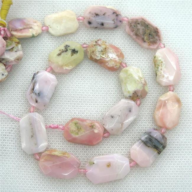 Pink Opal Jasper beads, faceted rectangle
