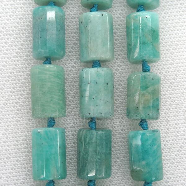 Green Amazonite Beads, faceted column