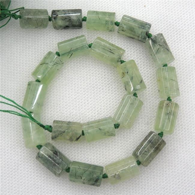 green Prehnite Beads, faceted column