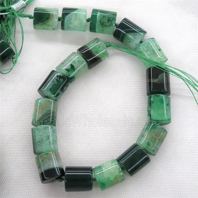 green Druzy Agate column beads