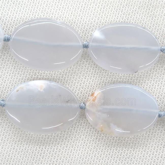blue Chalcedony Agate oval beads