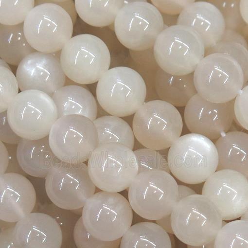 white MoonStone Beads, round, B-grade