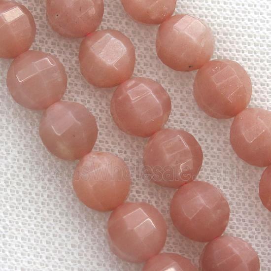 peach SunStone Beads, faceted round