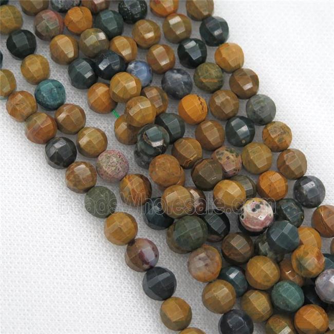 Ocean Agate Beads, multi color, faceted round