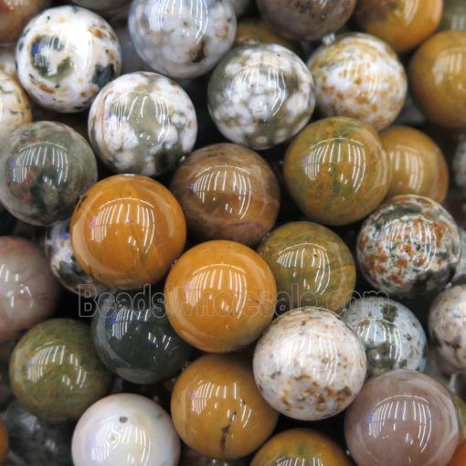 round Ocean Agate Beads, multi color