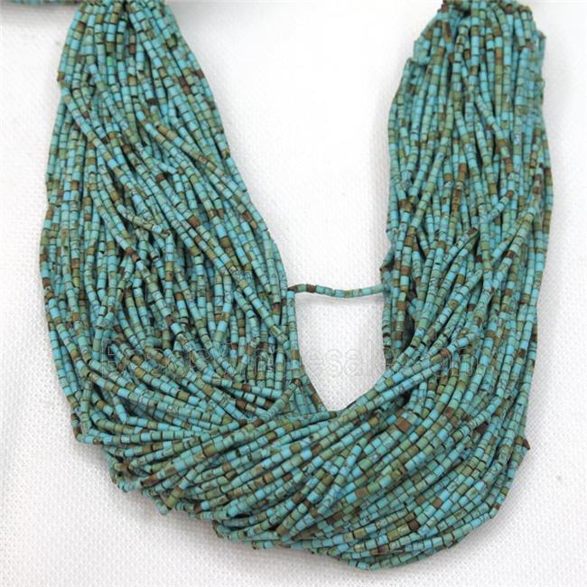 tiny synthetic turquoise tube beads, blue