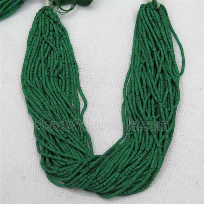 tiny synthetic turquoise tube beads, green