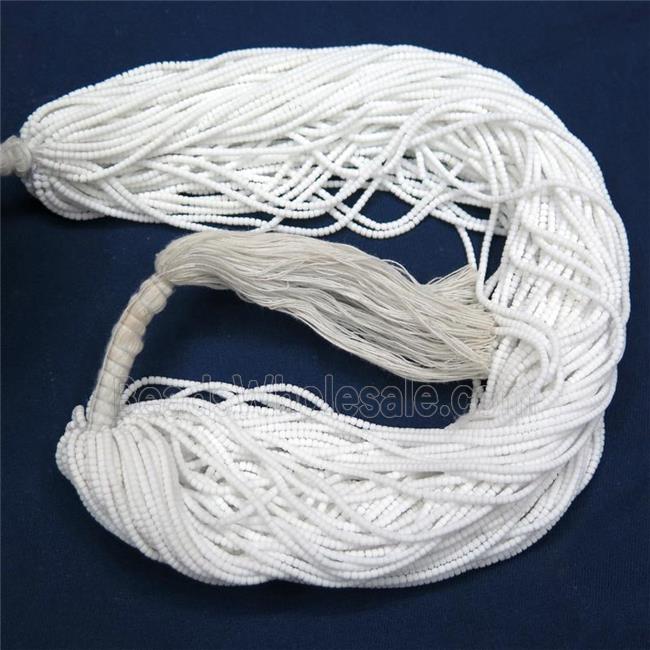 tiny white Lampwork Glass seed Beads