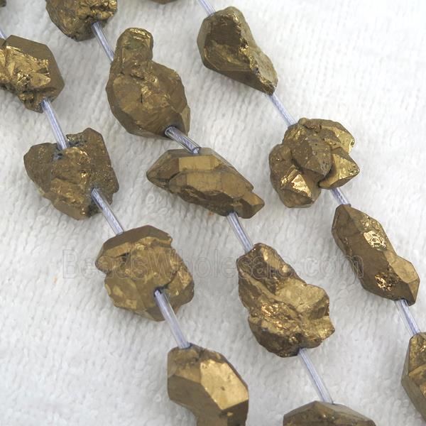golden Crystal Quartz chip beads