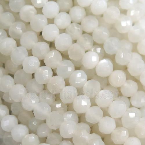 tiny faceted rondelle white MoonStone beads, A-grade