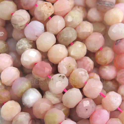 Pink Opal Beads, faceted rondelle