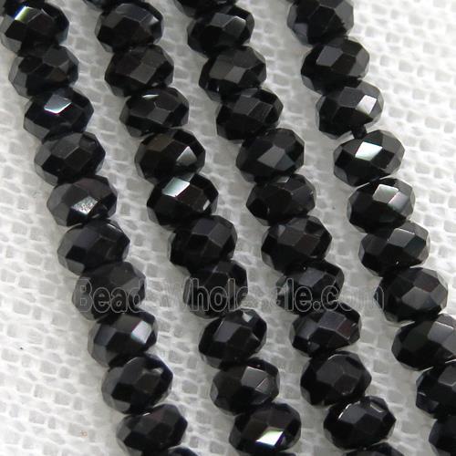 black Tourmaline beads, faceted rondelle