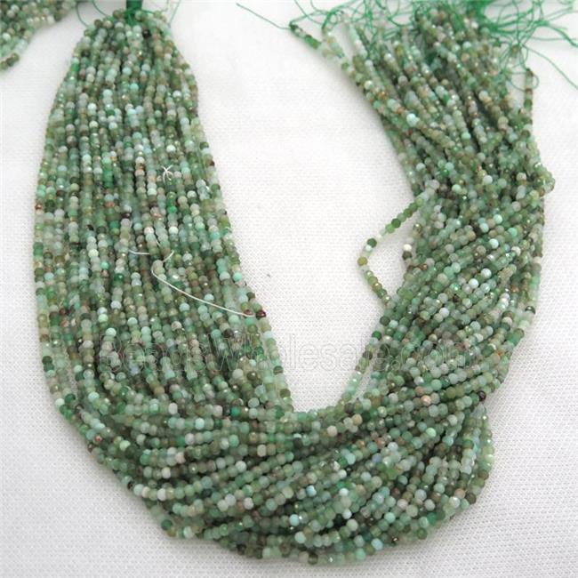 tiny green Australian Chrysoprase Beads, faceted rondelle