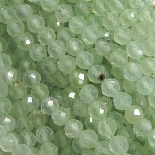 tiny Prehnite Seed Beads, green, faceted round