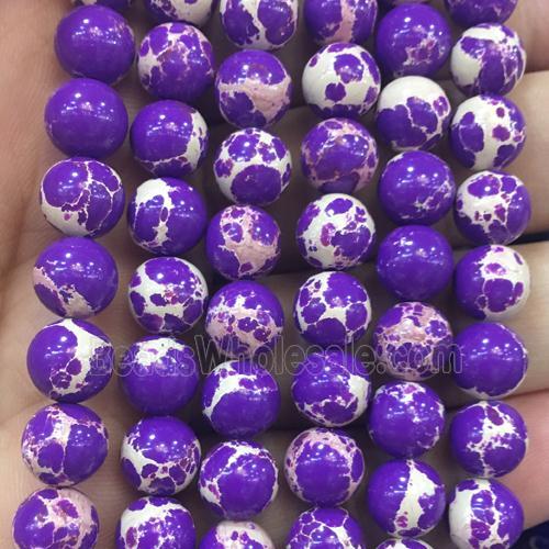 round purple synthetic Imperial Jasper beads