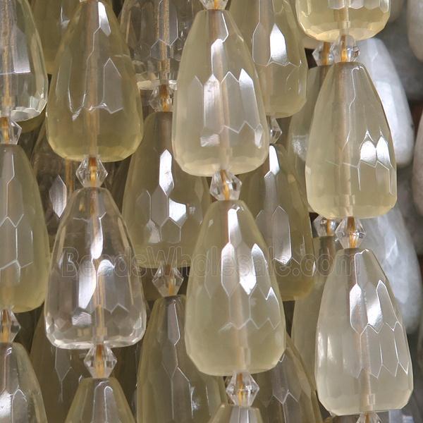 Lemon Quartz Beads, faceted teardrop