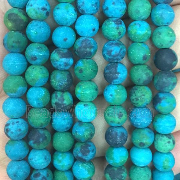 round Chrysocolla stone beads, matte, Synthetic