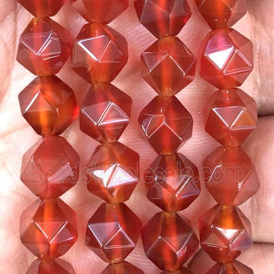 red Carnelian Agate beads, faceted round