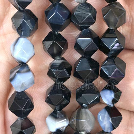 black Agate beads, faceted round