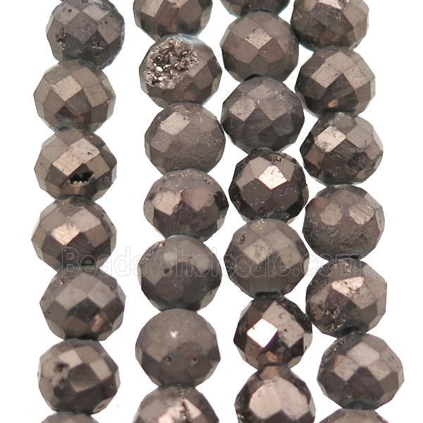 coffee Agate Druzy beads, faceted round