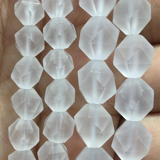 matte Clear Quartz beads, faceted round