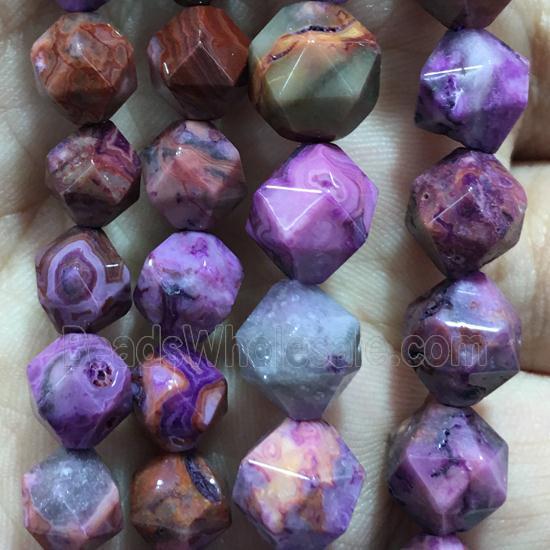 purple Crazy Agate Beads, faceted round