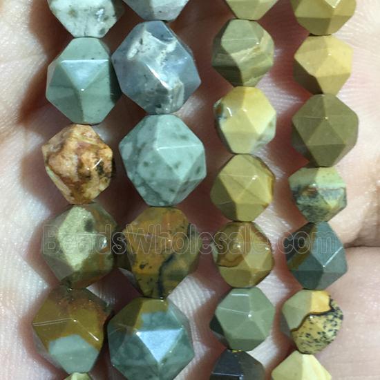 American Picture Jasper beads, faceted round
