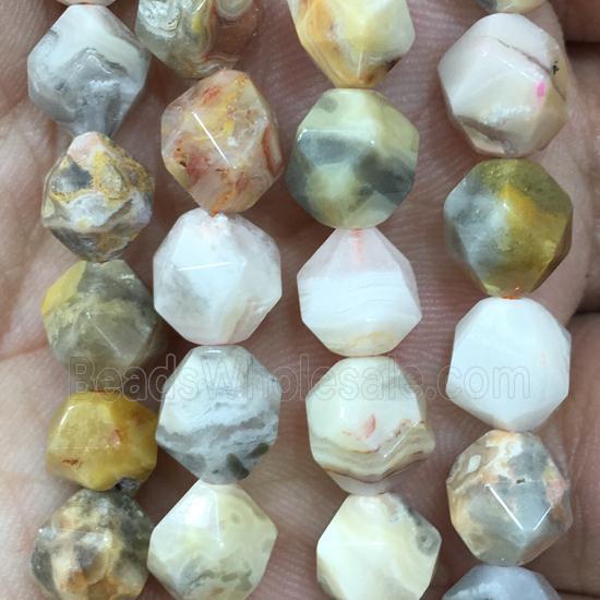 yellow Crazy Agate Beads, faceted round