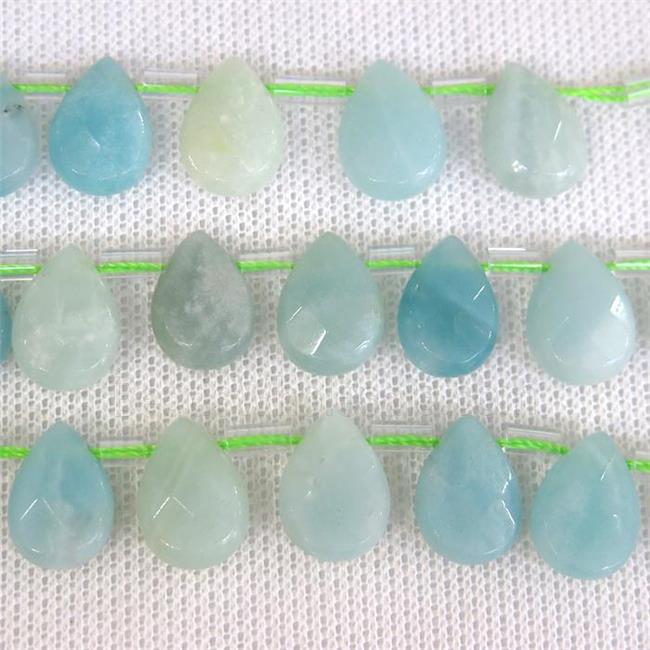 Chinese Amazonite stone bead, faceted teardrop, top-drilled