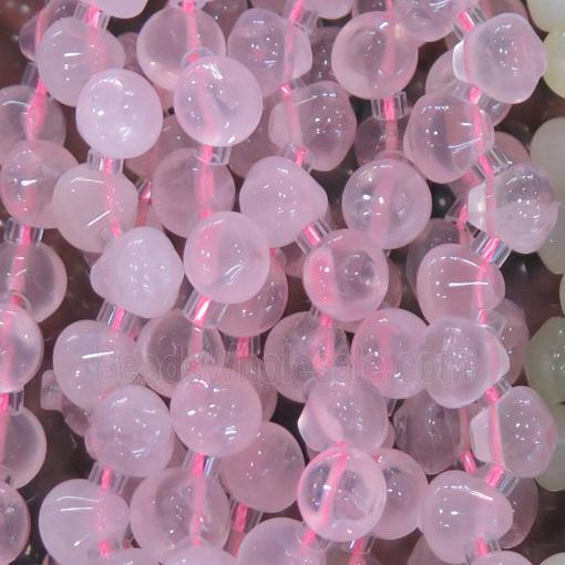 Rose Quartz teardrop beads, top-drilled