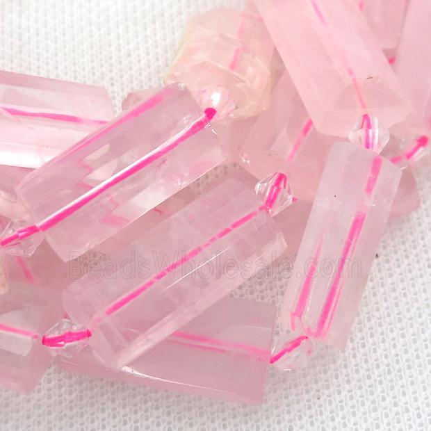 Rose Quartz Beads, faceted rectangle